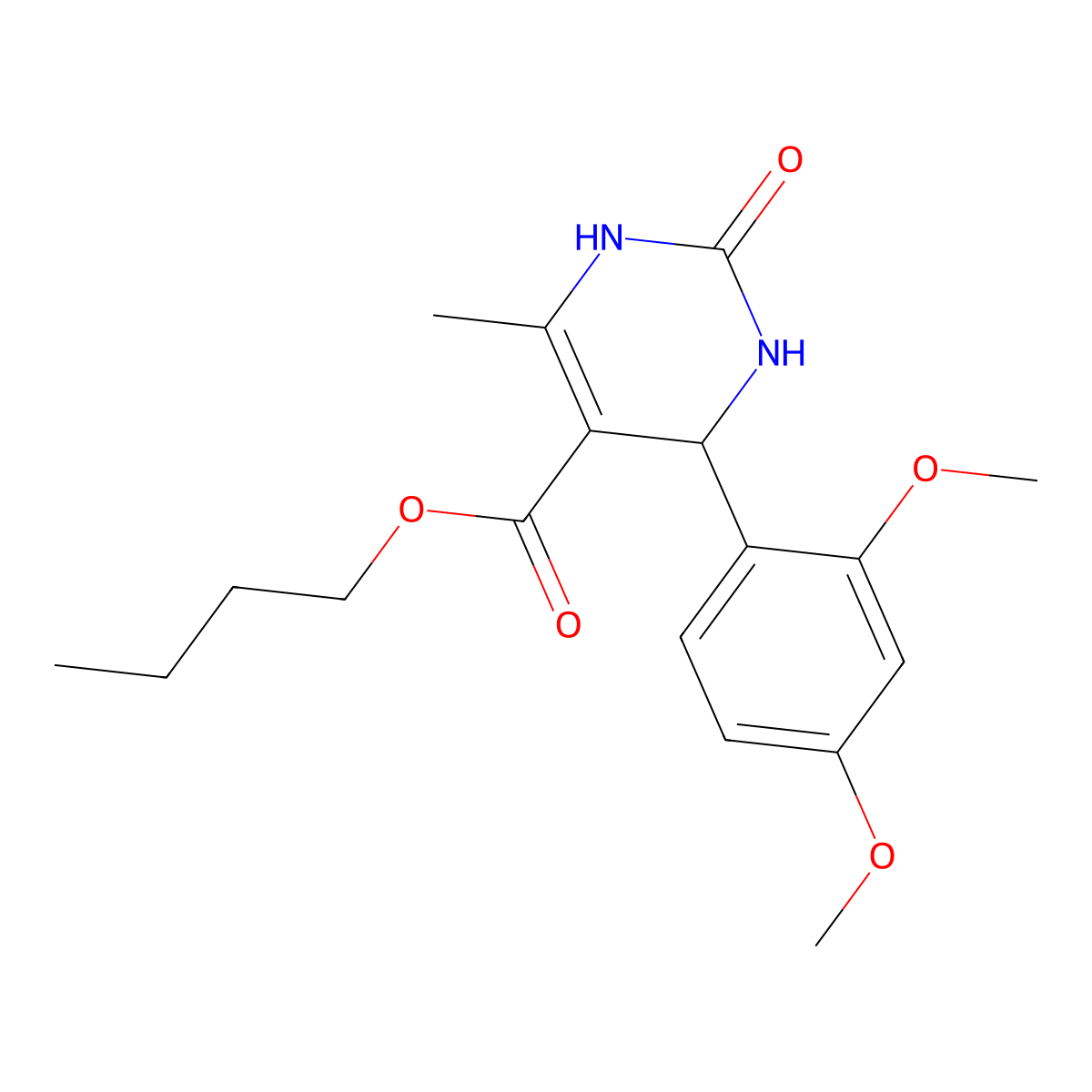 Butyl 4-(2,4-dimethoxyphenyl)-6-methyl-2-oxo-1,2,3,4-tetrahydropyrimidine-5-carboxylate molecular structure, CAS 300799-47-7