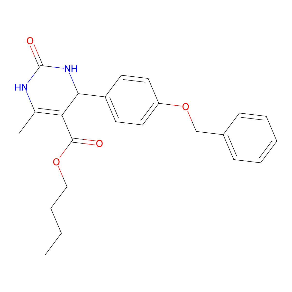 Butyl 4-(4-(benzyloxy)phenyl)-6-methyl-2-oxo-1,2,3,4-tetrahydropyrimidine-5-carboxylate molecular structure, CAS 300799-50-2