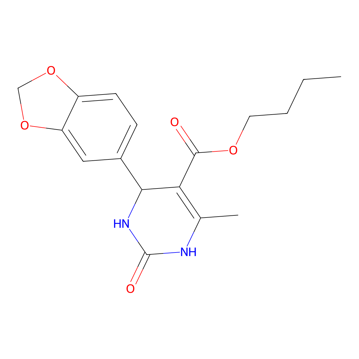 4-Benzo[1,3]dioxol-5-yl-6-methyl-2-oxo-1,2,3,4-tetrahydro-pyrimidine-5-carboxylic acid butyl ester molecular structure, CAS 300799-51-3