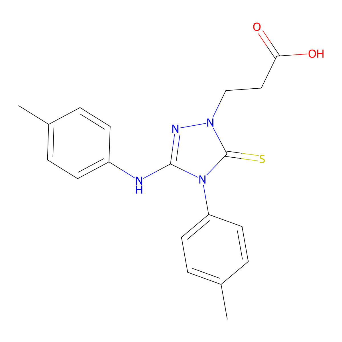 3-(5-thioxo-4-(p-tolyl)-3-(p-tolylamino)-4,5-dihydro-1H-1,2,4-triazol-1-yl)propanoic acid molecular structure, CAS 300799-64-8