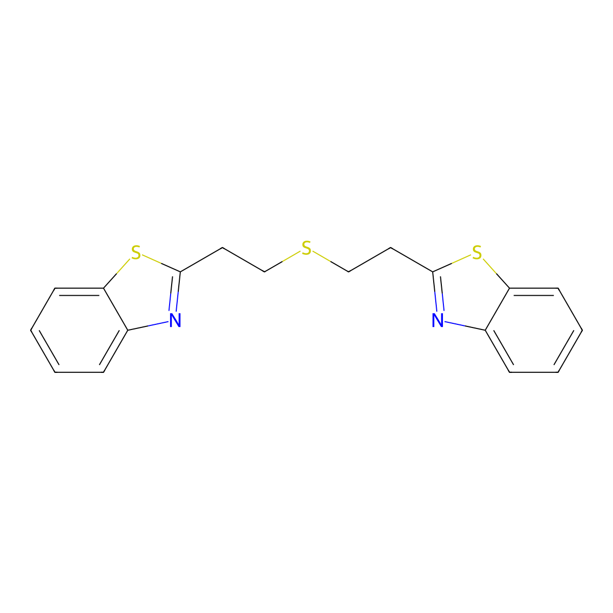 Bis(2-(benzo[d]thiazol-2-yl)ethyl)sulfane molecular structure, CAS 3008-47-7