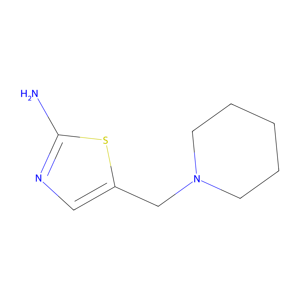 5-(1-Piperidinylmethyl)-2-thiazolamine molecular structure, CAS 3008-58-0