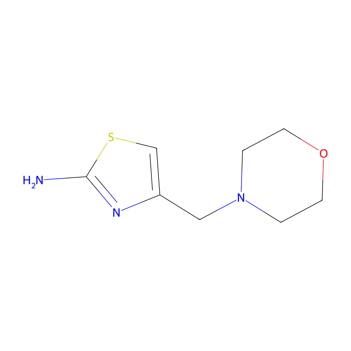 4-(Morpholin-4-ylmethyl)-1,3-thiazol-2-amine molecular structure, CAS 3008-61-5
