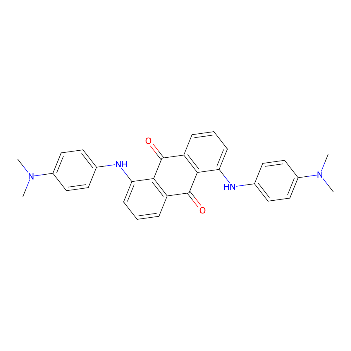 9,10-Anthracenedione, 1,5-bis((4-(dimethylamino)phenyl)amino)- molecular structure, CAS 3008-76-2