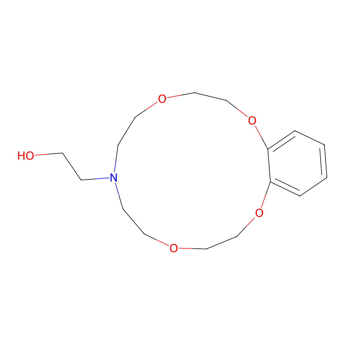 2-(Octahydro-5,8,14,17-tetraoxa-11-aza-benzocyclopentadecen-11-YL)-ethanol molecular structure, CAS 300800-45-7