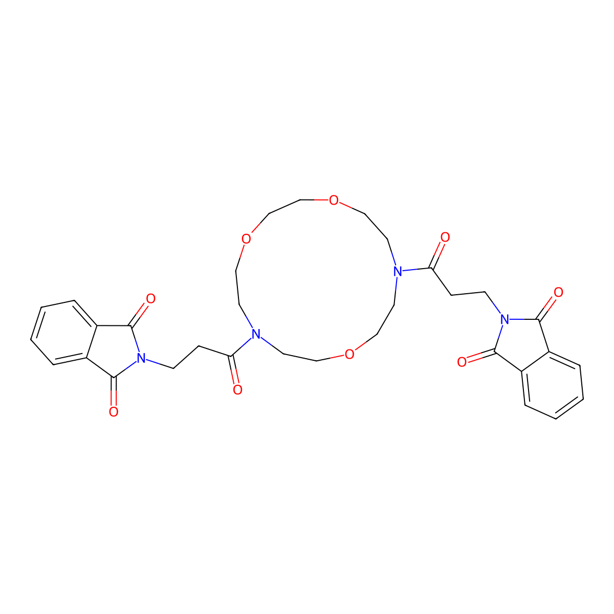 2-[3-[13-[3-(1,3-Dioxoisoindol-2-yl)propanoyl]-1,4,10-trioxa-7,13-diazacyclopentadec-7-yl]-3-oxopropyl]isoindole-1,3-dione molecular structure, CAS 300800-70-8