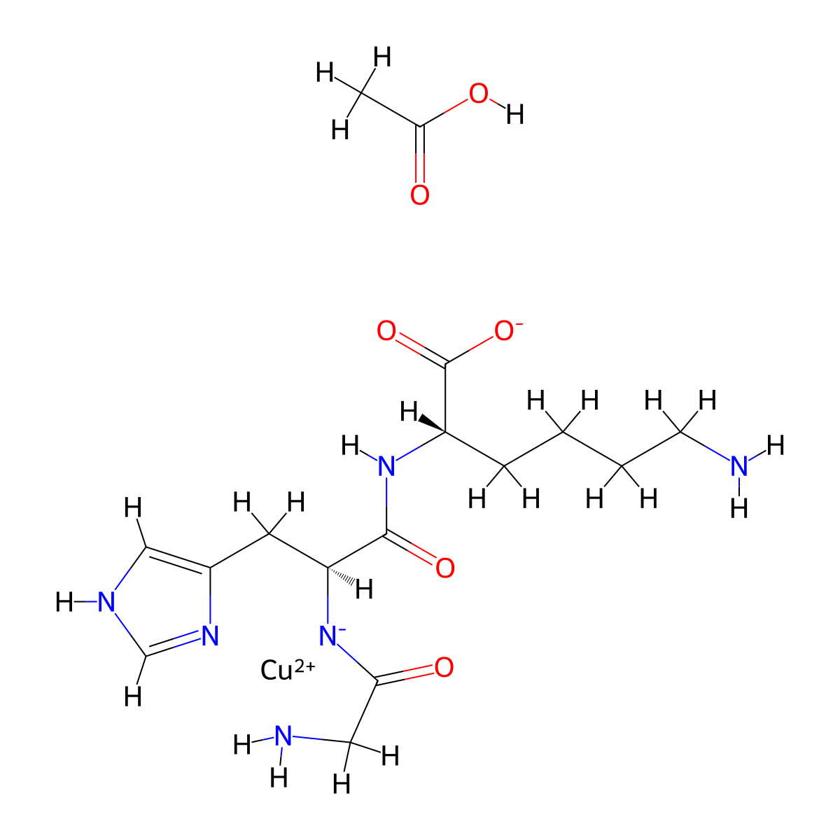 N2-(N-glycyl-L-histidyl)-L-Lysine, copper complex,acetate , GHK-Cu acetate molecular structure, CAS 300801-03-0