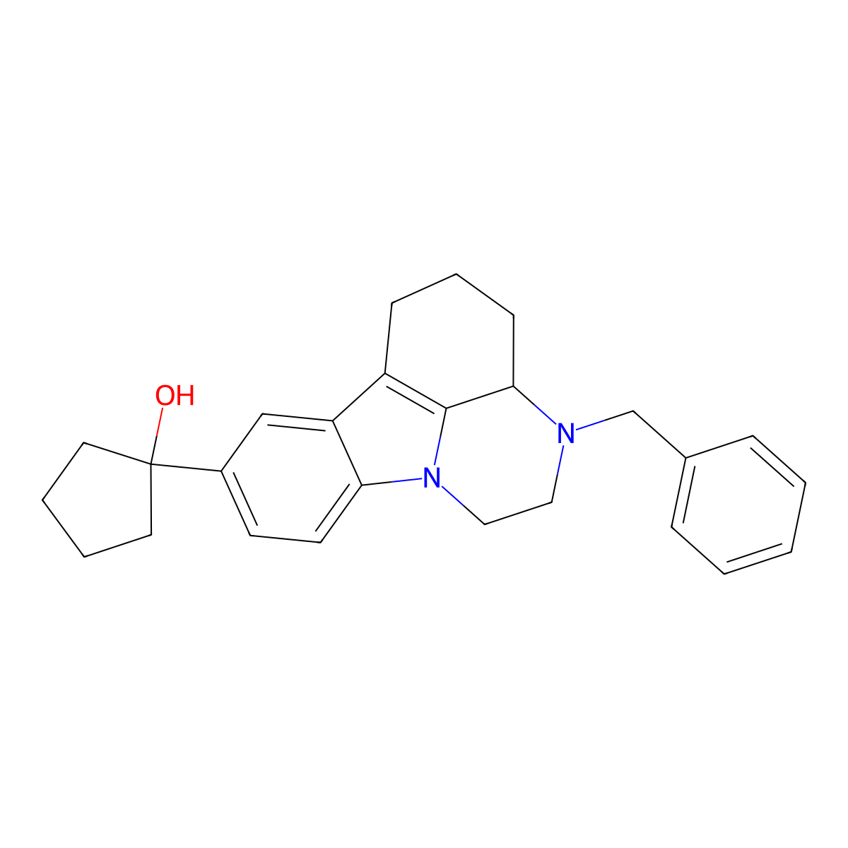 1-(3-benzyl-2,3,3a,4,5,6-hexahydro-1H-pyrazino[3,2,1-jk]carbazol-8-yl)cyclopentanol molecular structure, CAS 300801-33-6