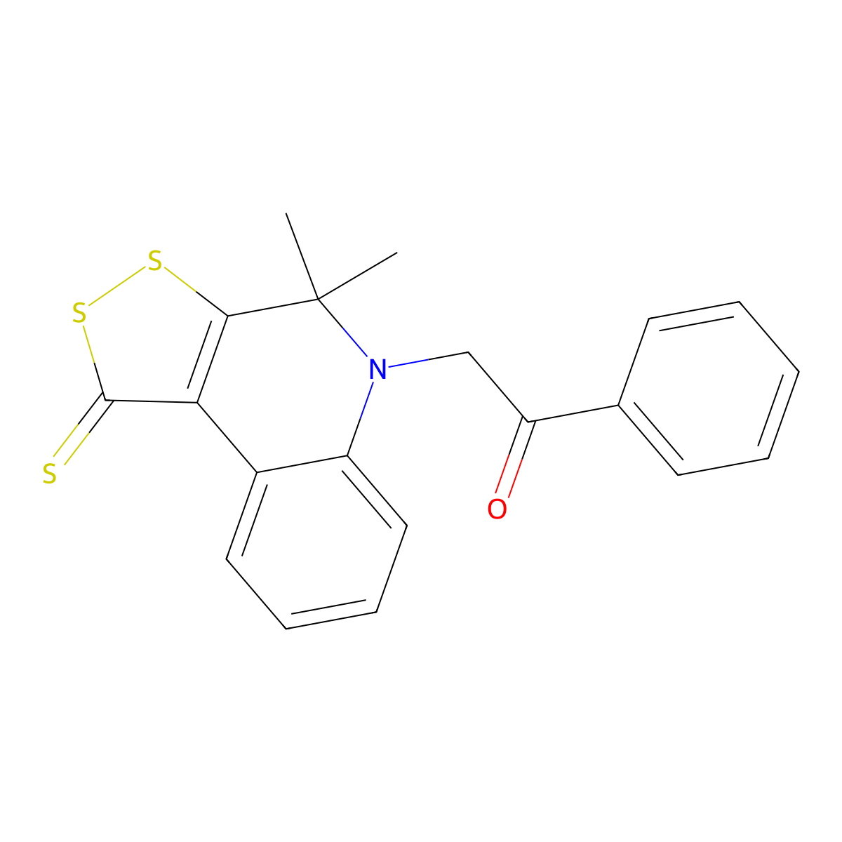 2-(4,4-Dimethyl-1-sulfanylidenedithiolo[3,4-c]quinolin-5-yl)-1-phenylethanone molecular structure, CAS 300801-76-7