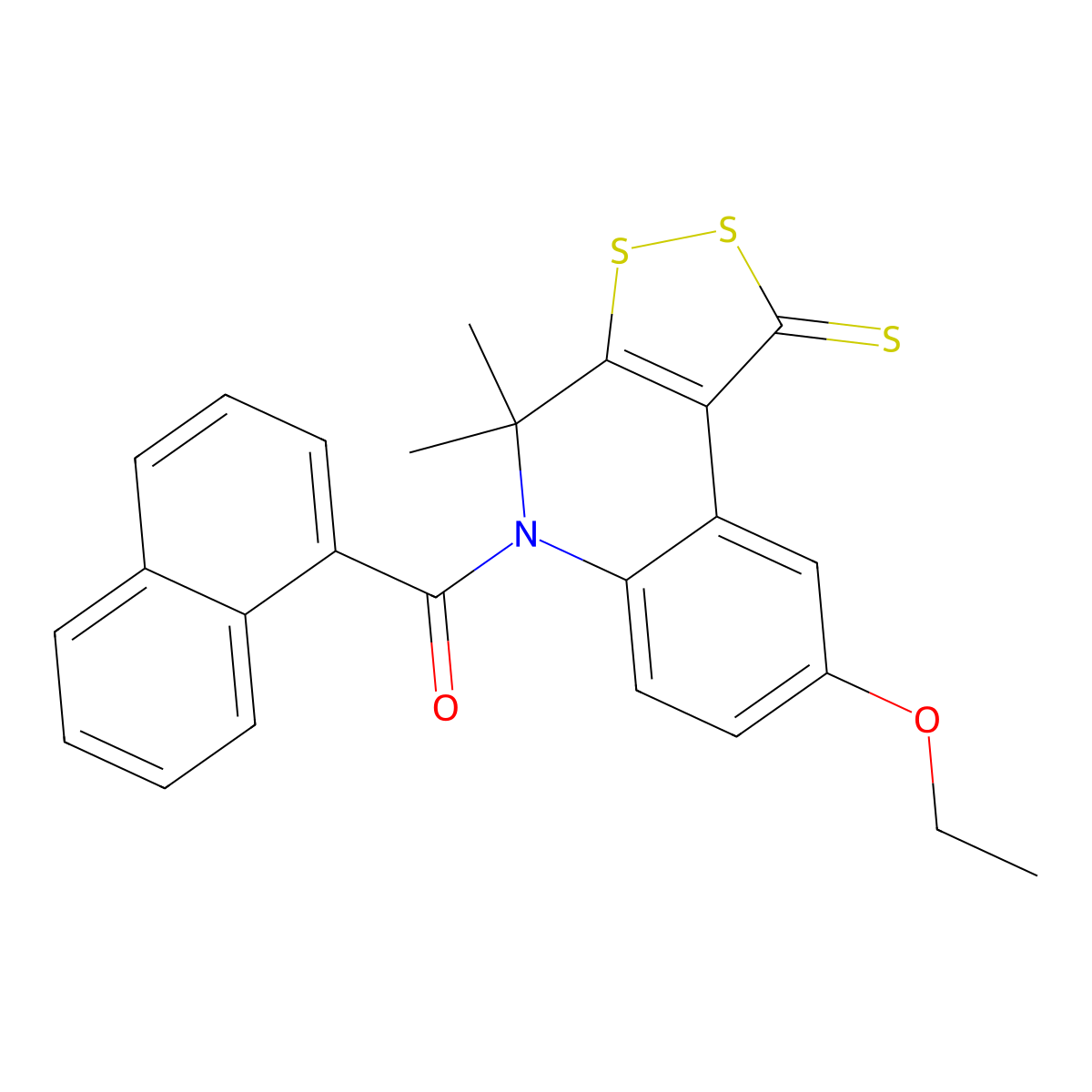 (8-ethoxy-4,4-dimethyl-1-thioxo-1,4-dihydro-5H-[1,2]dithiolo[3,4-c]quinolin-5-yl)(naphthalen-1-yl)methanone molecular structure, CAS 300801-85-8