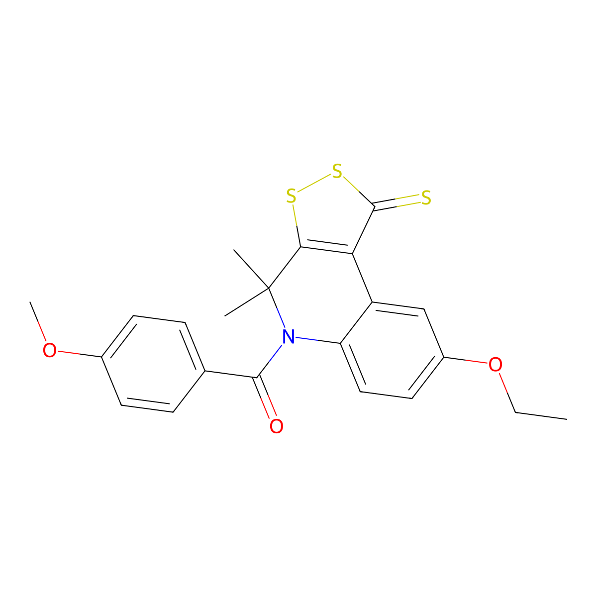 8-ethoxy-5-(4-methoxybenzoyl)-4,4-dimethyl-4,5-dihydro-1H-[1,2]dithiolo[3,4-c]quinoline-1-thione molecular structure, CAS 300801-95-0