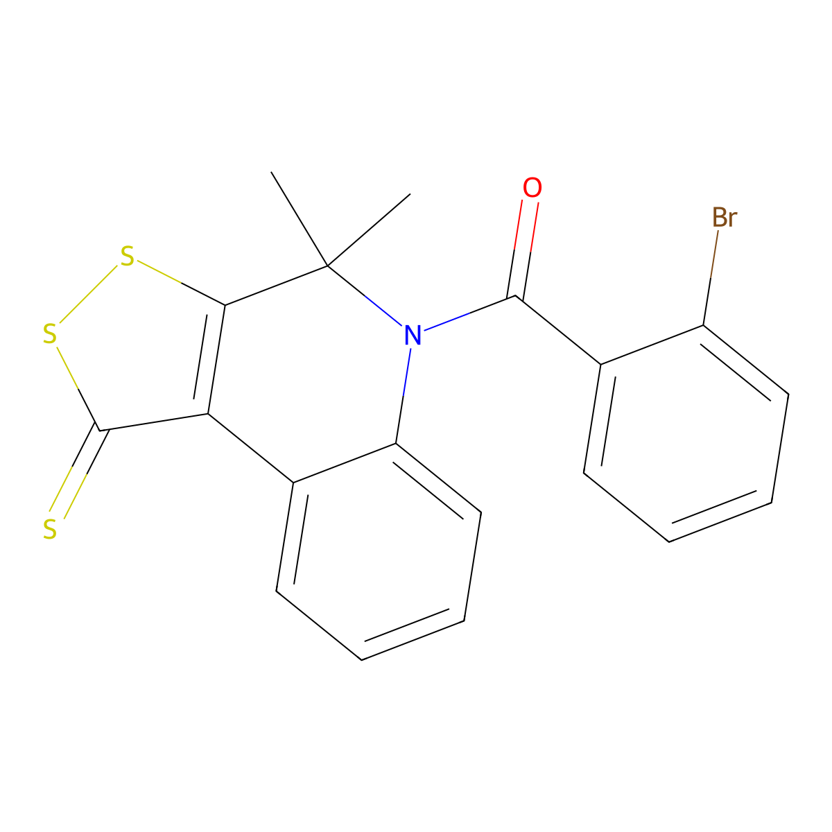 (2-bromophenyl)(4,4-dimethyl-1-thioxo-1,4-dihydro-5H-[1,2]dithiolo[3,4-c]quinolin-5-yl)methanone molecular structure, CAS 300801-96-1
