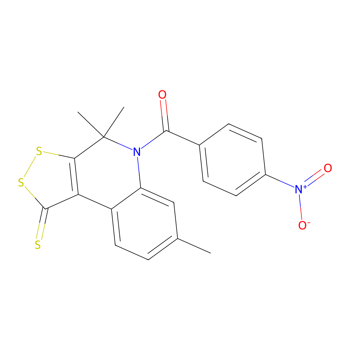 4,4,7-trimethyl-5-(4-nitrobenzoyl)-1H,4H,5H-[1,2]dithiolo[3,4-c]quinoline-1-thione molecular structure, CAS 300801-98-3
