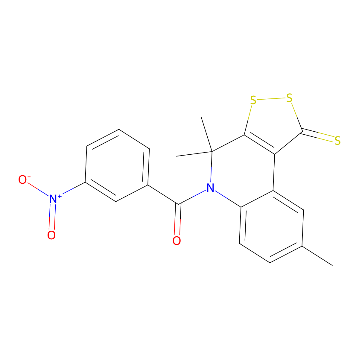 (3-Nitrophenyl)-(4,4,8-trimethyl-1-sulfanylidenedithiolo[3,4-c]quinolin-5-yl)methanone molecular structure, CAS 300802-00-0