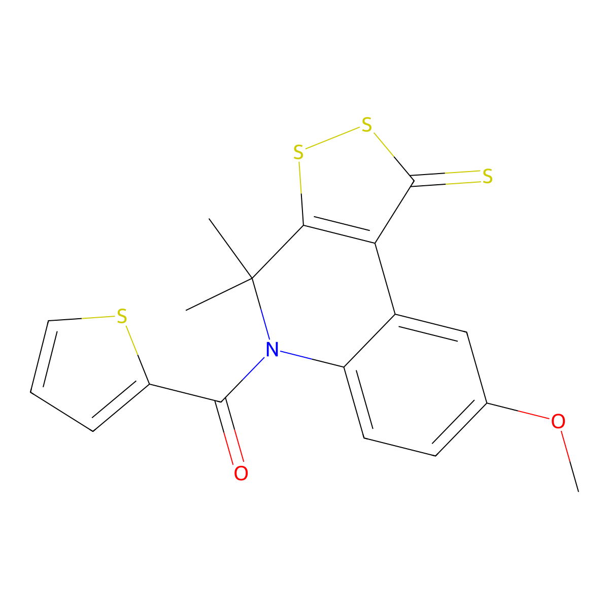 8-methoxy-4,4-dimethyl-5-(2-thienylcarbonyl)-4,5-dihydro-1H-[1,2]dithiolo[3,4-c]quinoline-1-thione molecular structure, CAS 300802-04-4