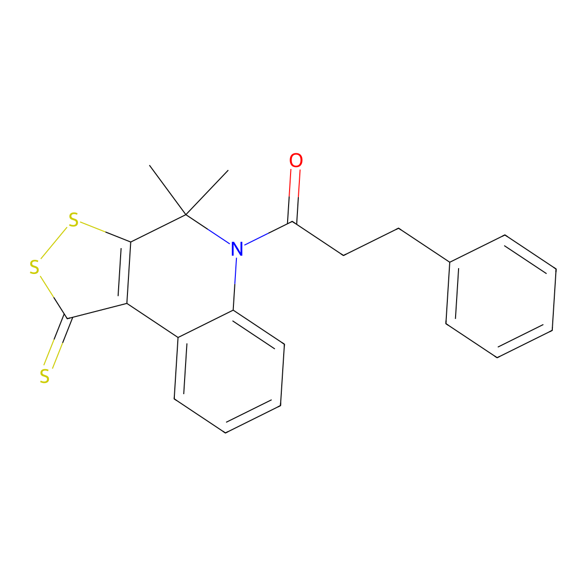 1-(4,4-dimethyl-1-thioxo-1,4-dihydro-5H-[1,2]dithiolo[3,4-c]quinolin-5-yl)-3-phenyl-1-propanone molecular structure, CAS 300802-07-7