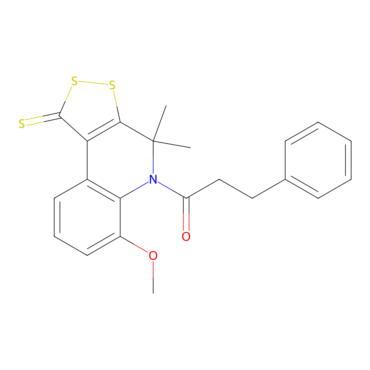 6-methoxy-4,4-dimethyl-5-(3-phenylpropanoyl)-4,5-dihydro-1H-[1,2]dithiolo[3,4-c]quinoline-1-thione molecular structure, CAS 300802-08-8