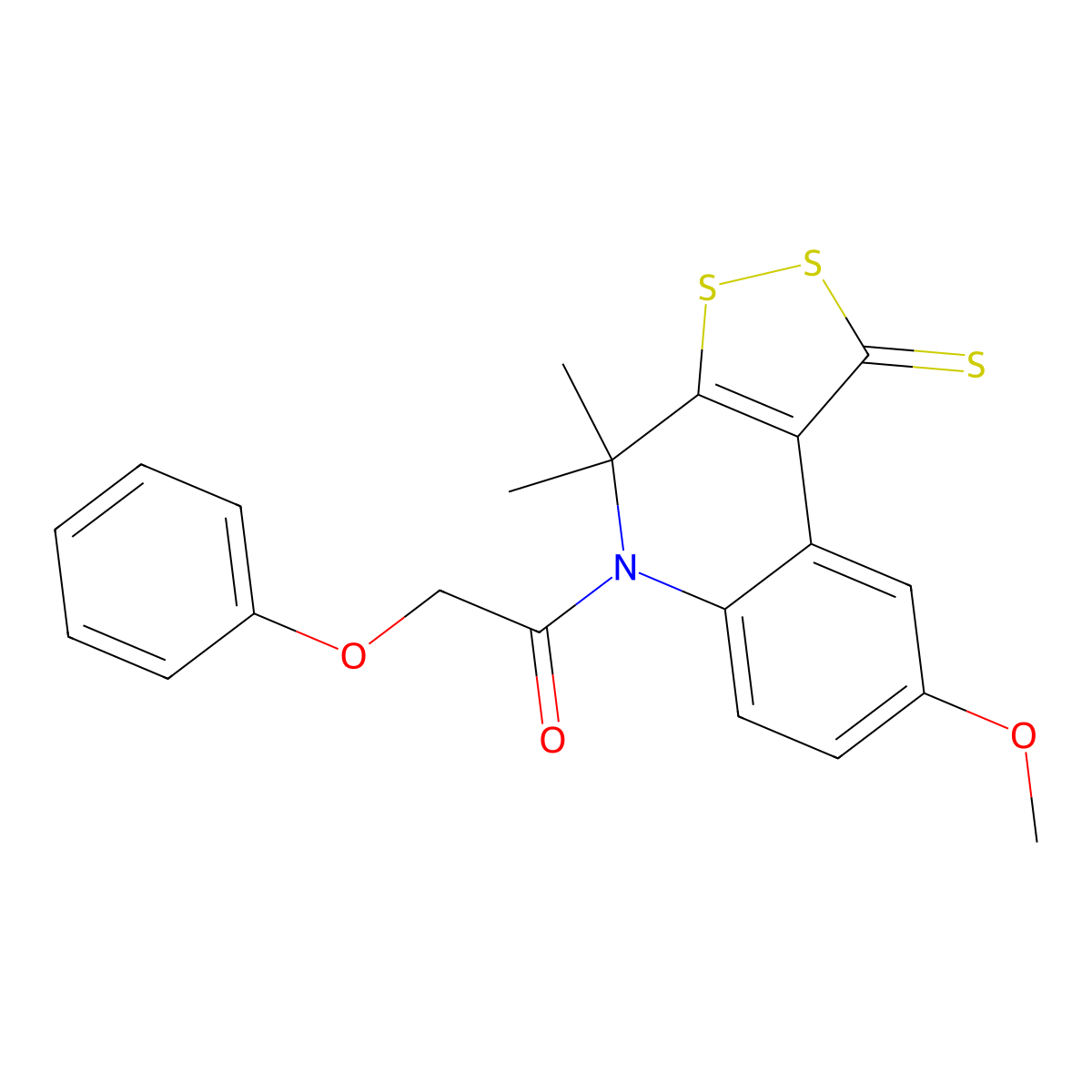 1-(8-methoxy-4,4-dimethyl-1-thioxo-1,4-dihydro-5H-[1,2]dithiolo[3,4-c]quinolin-5-yl)-2-phenoxyethanone molecular structure, CAS 300802-09-9