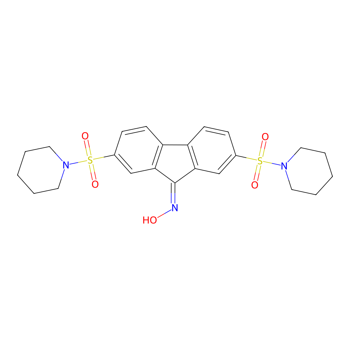 2,7-bis(piperidin-1-ylsulfonyl)-9H-fluoren-9-one oxime molecular structure, CAS 300802-28-2