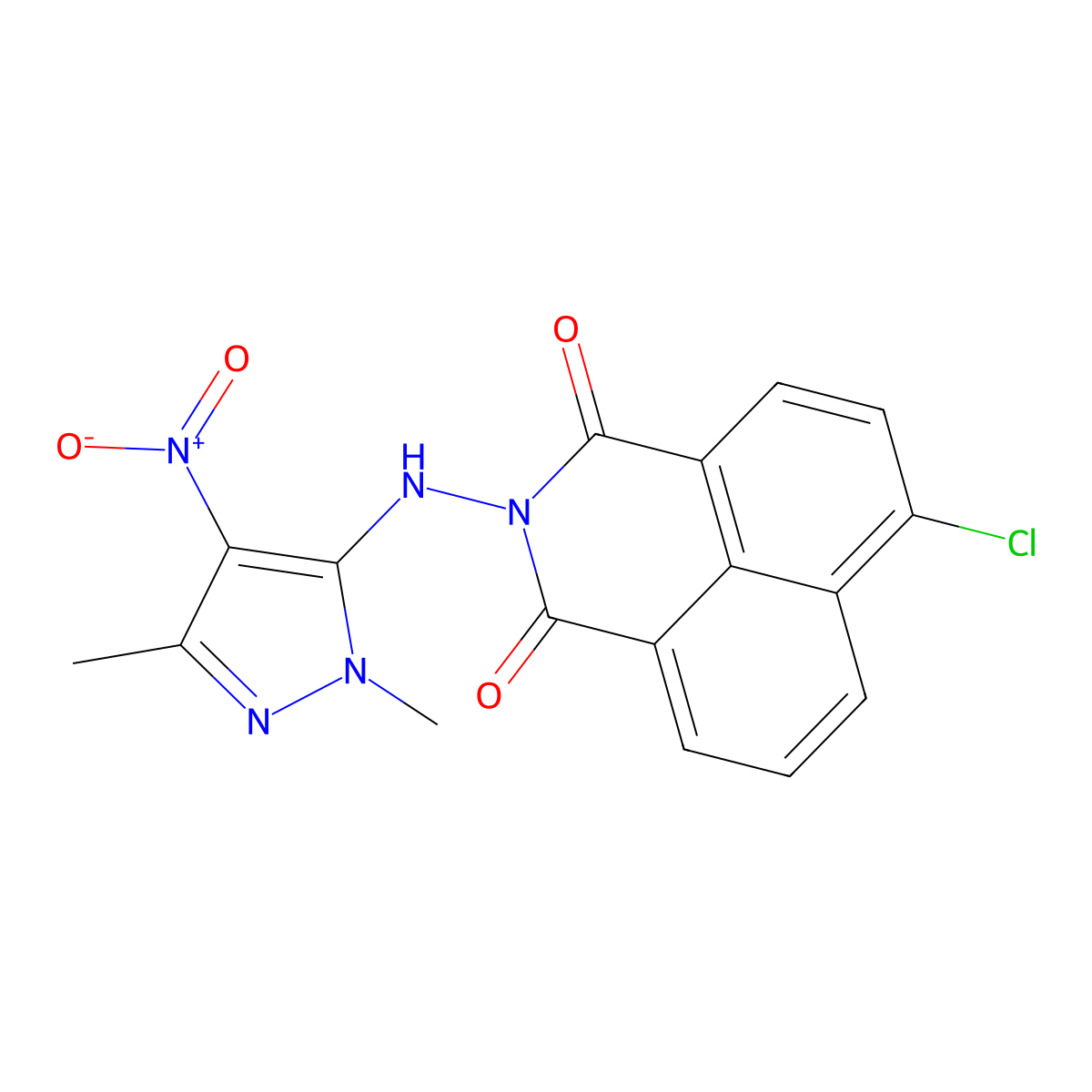 6-Chloro-2-[(2,5-dimethyl-4-nitropyrazol-3-yl)amino]benzo[de]isoquinoline-1,3-dione molecular structure, CAS 300802-66-8