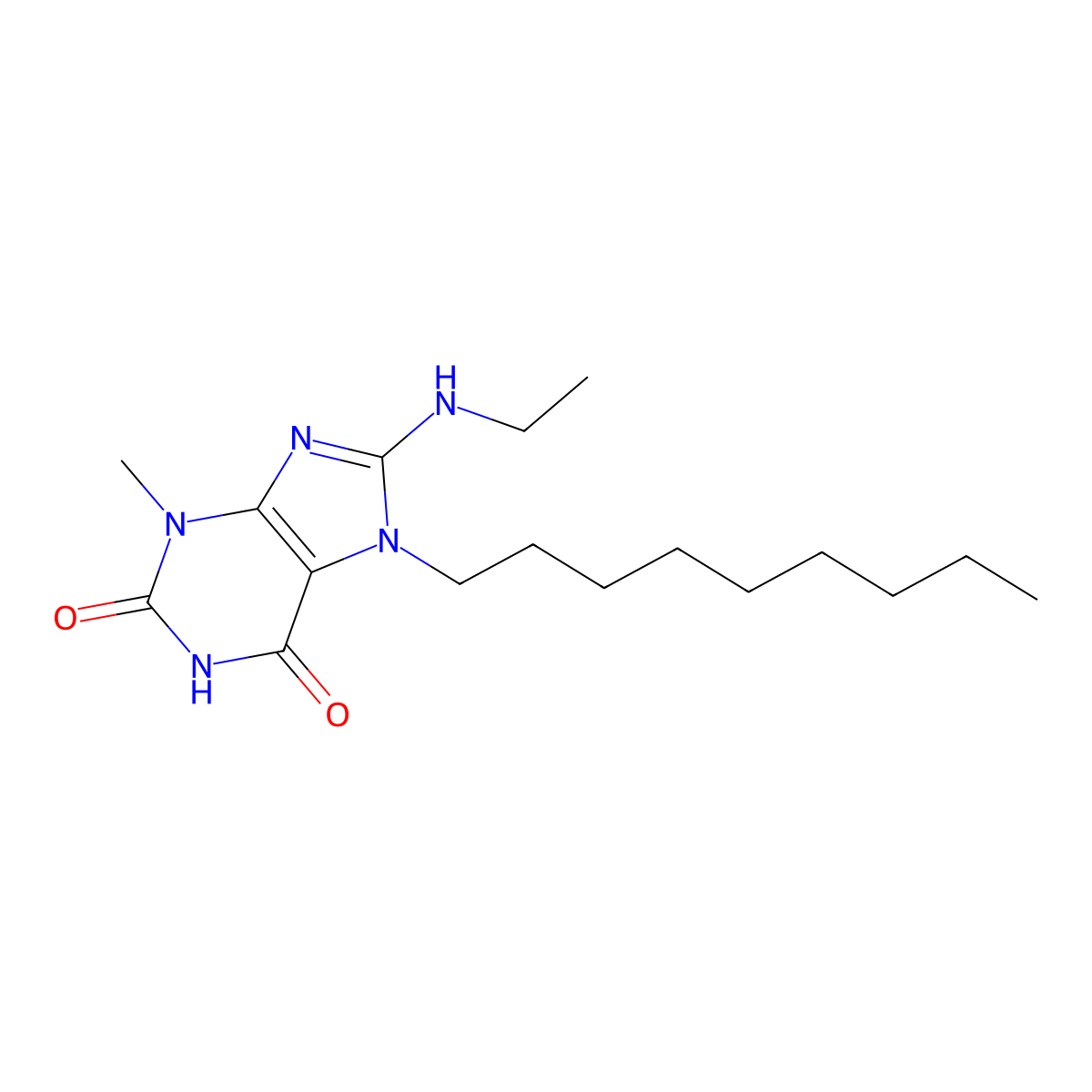 8-(Ethylamino)-3-methyl-7-nonylpurine-2,6-dione molecular structure, CAS 300803-61-6