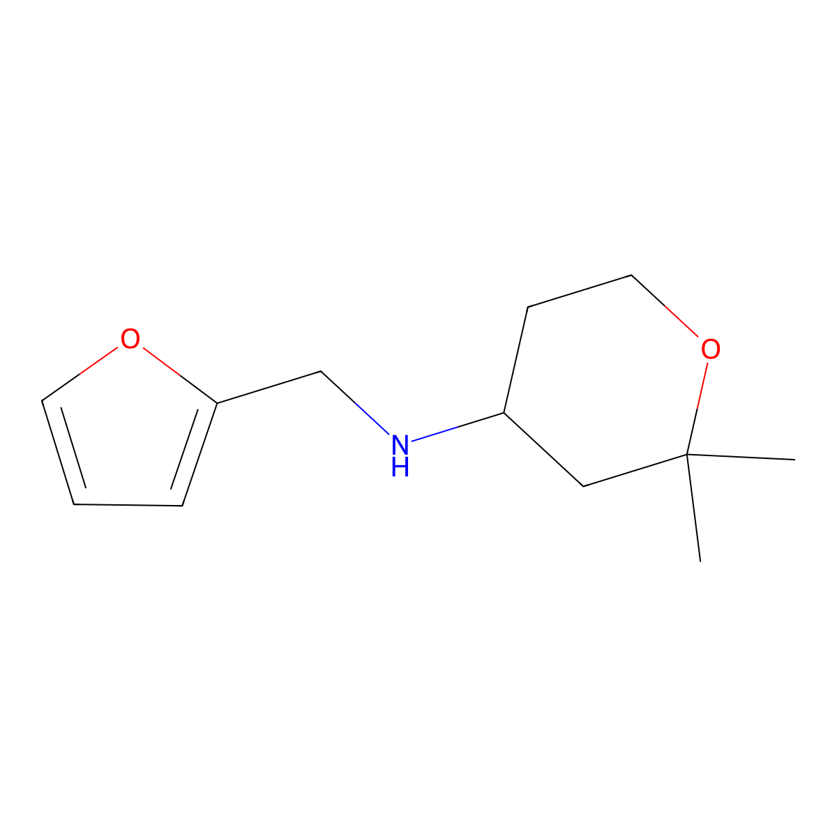 (2,2-Dimethyl-tetrahydro-pyran-4-yl)-furan-2-ylmethyl-amine molecular structure, CAS 300803-64-9