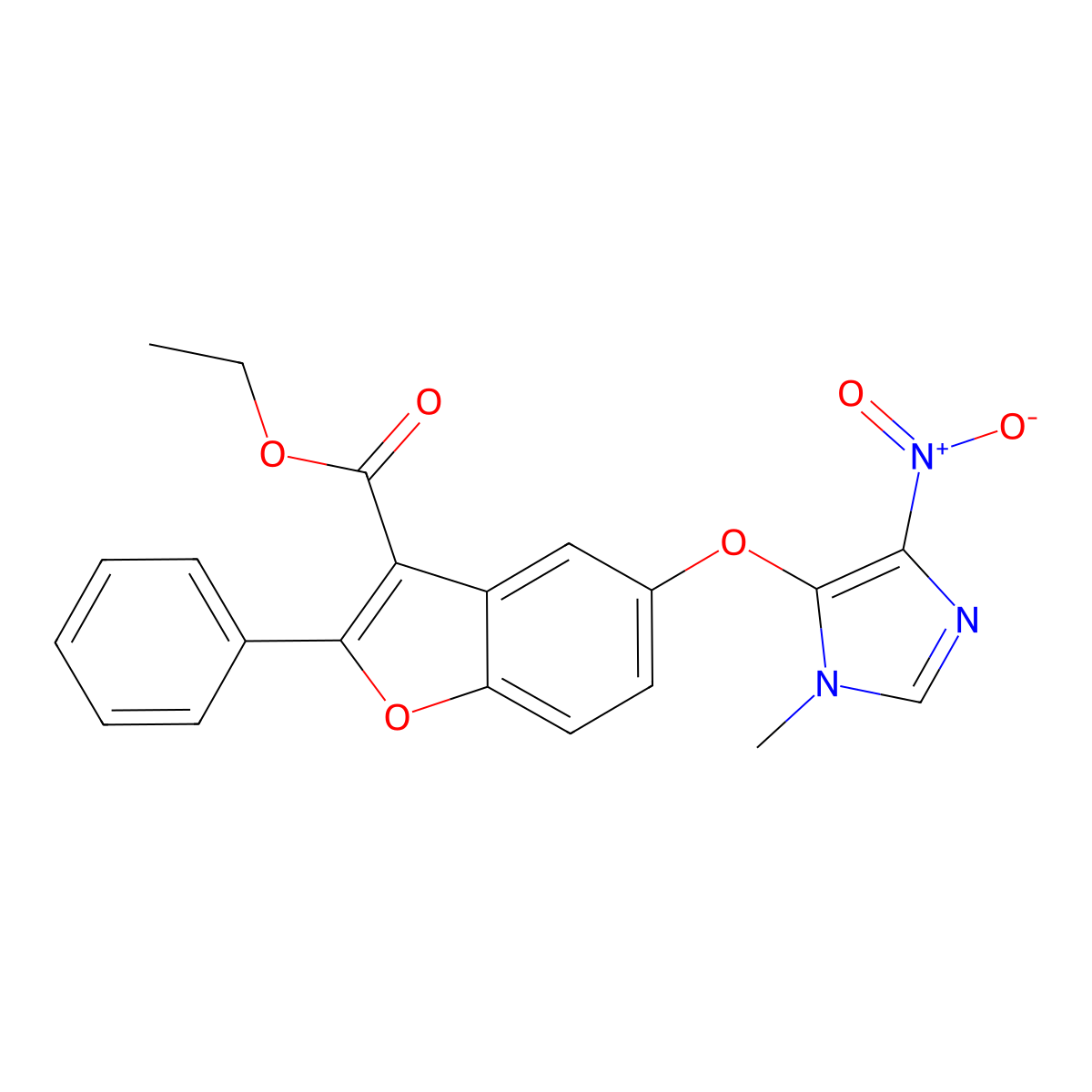 ethyl 5-[(1-methyl-4-nitro-1H-imidazol-5-yl)oxy]-2-phenyl-1-benzofuran-3-carboxylate molecular structure, CAS 300803-69-4
