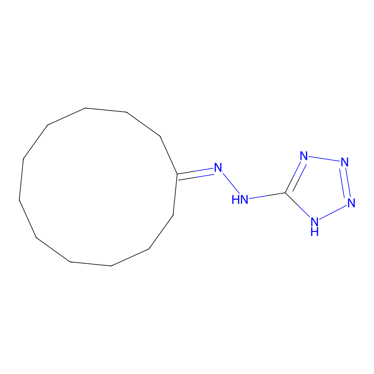 Cyclododecanone, 2-(2H-tetrazol-5-yl)hydrazone molecular structure, CAS 300804-01-7