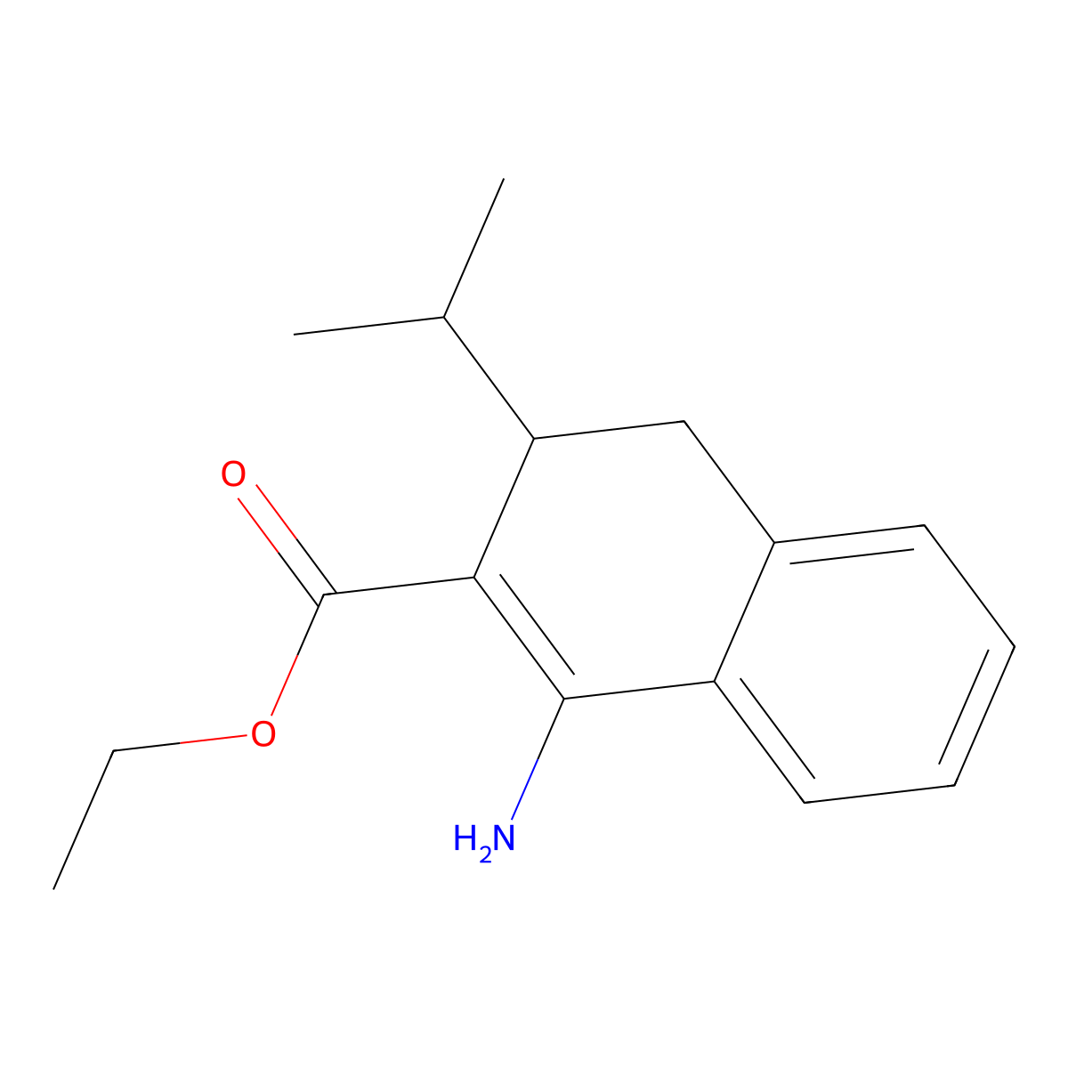 Ethyl 1-amino-3-propan-2-yl-3,4-dihydronaphthalene-2-carboxylate molecular structure, CAS 300804-14-2