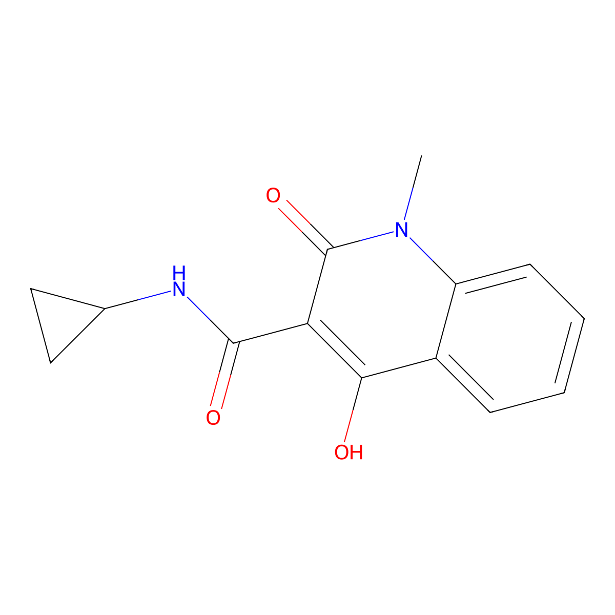 N-cyclopropyl-4-hydroxy-1-methyl-2-oxo-1,2-dihydroquinoline-3-carboxamide molecular structure, CAS 300804-16-4