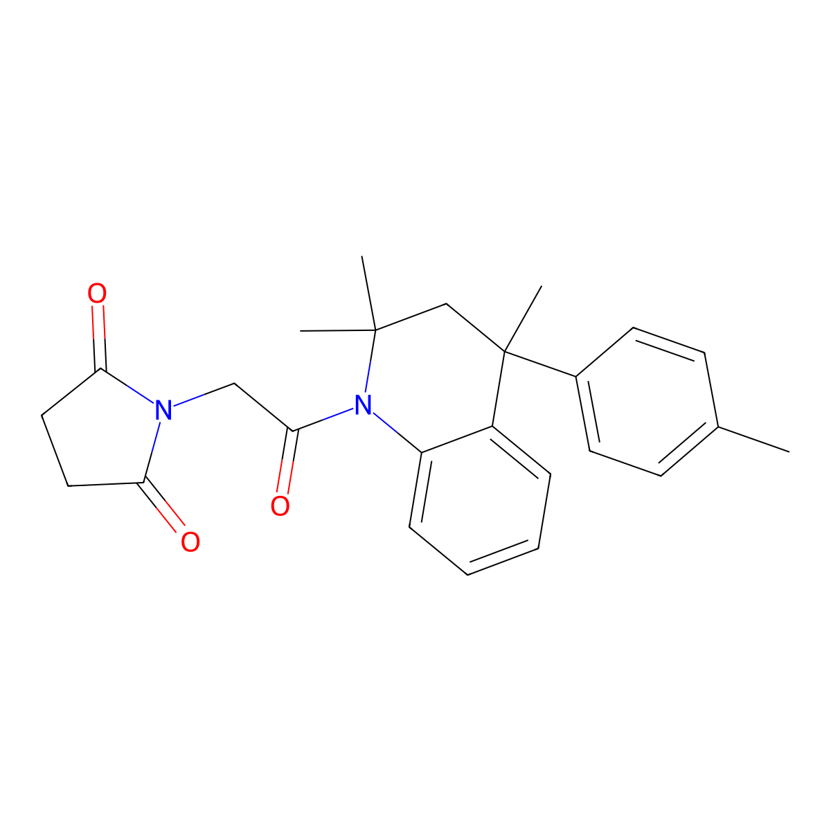 1-[2-oxo-2-(2,2,4-trimethyl-4-(4-methylphenyl)-3,4-dihydro-1(2H)-quinolinyl)ethyl]-2,5-pyrrolidinedione molecular structure, CAS 300804-23-3