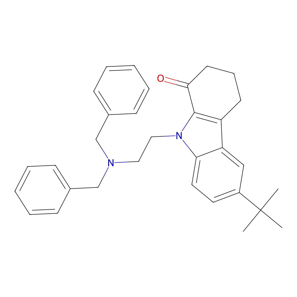 6-tert-butyl-9-[2-(dibenzylamino)ethyl]-2,3,4,9-tetrahydro-1H-carbazol-1-one molecular structure, CAS 300804-66-4