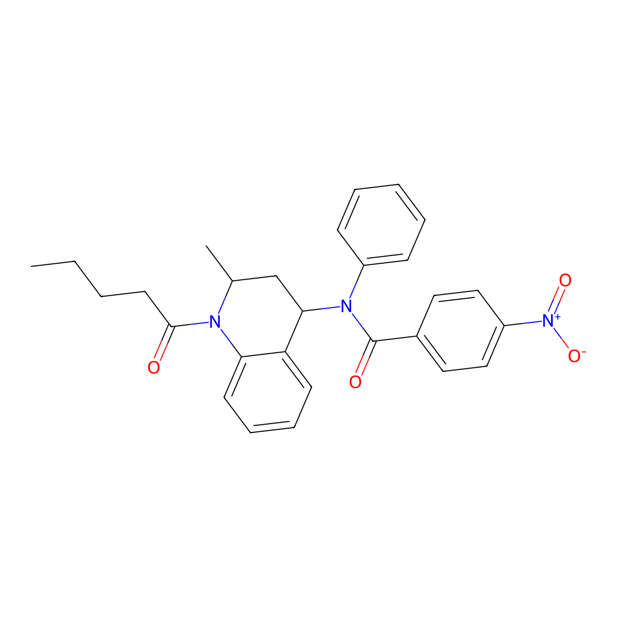 4-nitro-N-(2-methyl-1-pentanoyl-1,2,3,4-tetrahydroquinolin-4-yl)-N-phenylbenzamide molecular structure, CAS 300804-80-2