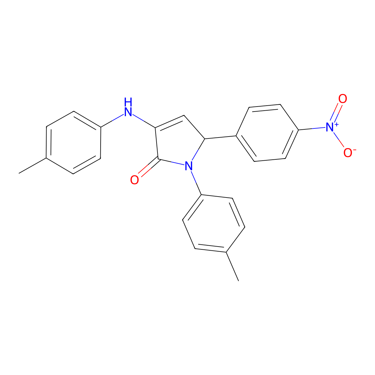 5-(4-Nitro-phenyl)-1-p-tolyl-3-p-tolylamino-1,5-dihydro-pyrrol-2-one molecular structure, CAS 300804-91-5