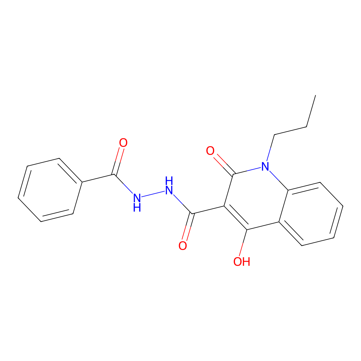 N'-benzoyl-4-hydroxy-2-oxo-1-propyl-1,2-dihydroquinoline-3-carbohydrazide molecular structure, CAS 300805-42-9