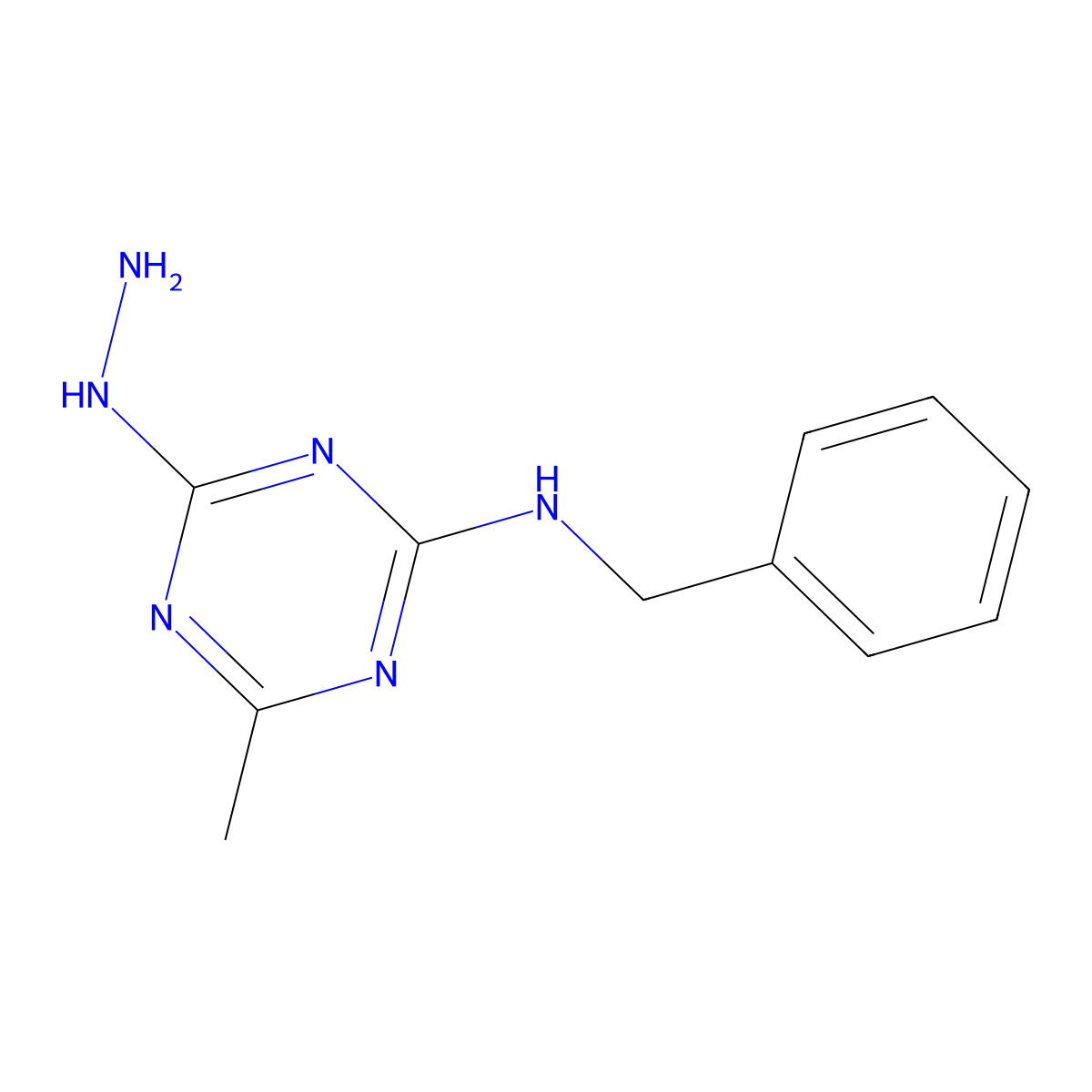 N-benzyl-4-hydrazinyl-6-methyl-1,3,5-triazin-2-amine molecular structure, CAS 300805-65-6