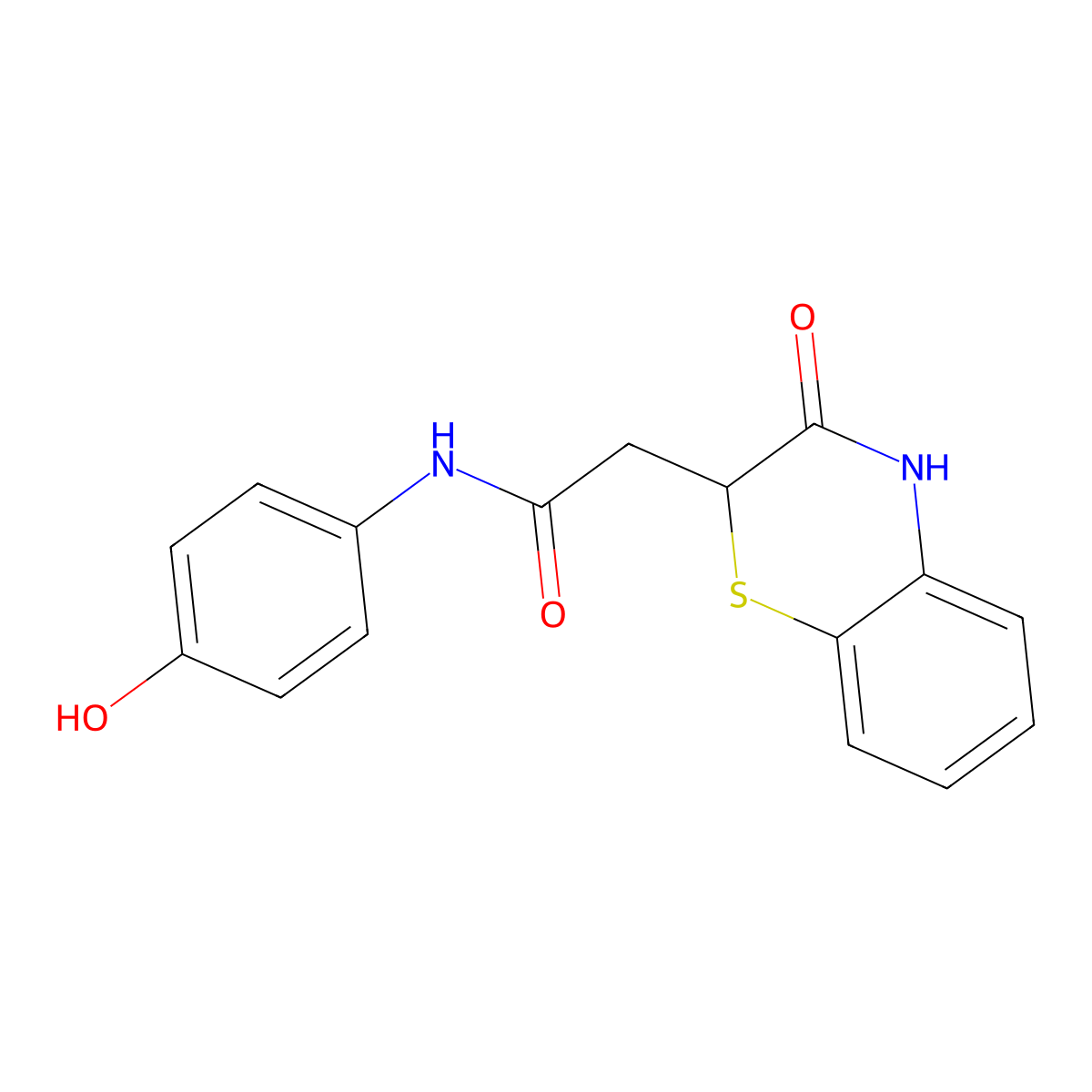 N-(4-hydroxyphenyl)-2-(3-oxo-3,4-dihydro-2H-1,4-benzothiazin-2-yl)acetamide molecular structure, CAS 300812-55-9