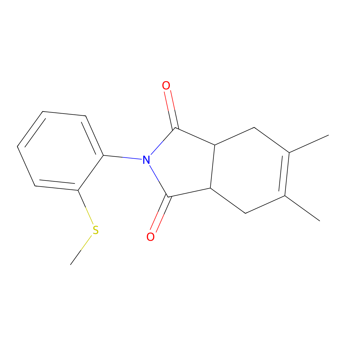 5,6-dimethyl-2-(2-(methylthio)phenyl)-3a,4,7,7a-tetrahydro-1H-isoindole-1,3(2H)-dione molecular structure, CAS 300812-57-1