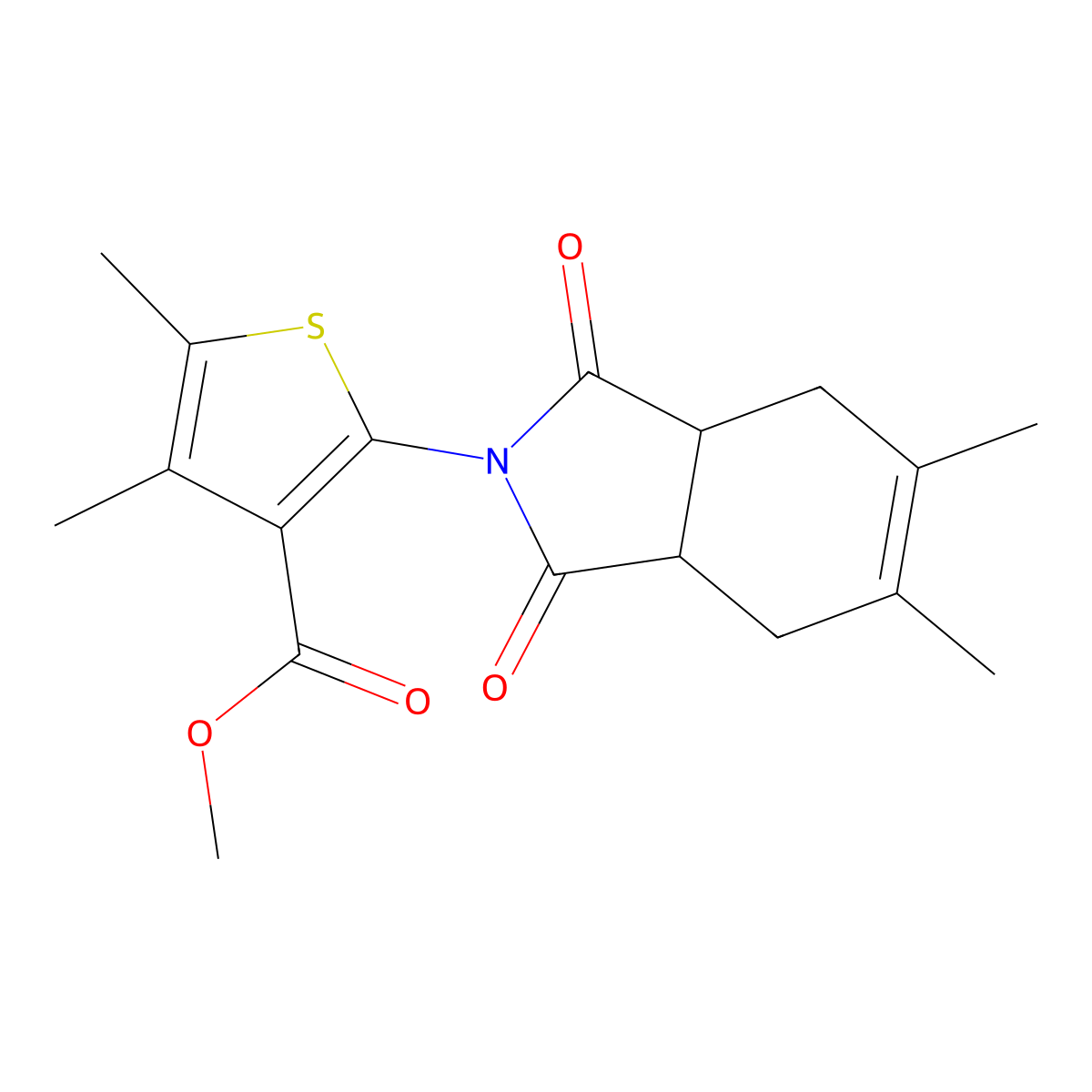 Methyl 2-(5,6-dimethyl-1,3-dioxo-3a,4,7,7a-tetrahydroisoindol-2-yl)-4,5-dimethylthiophene-3-carboxylate molecular structure, CAS 300812-58-2