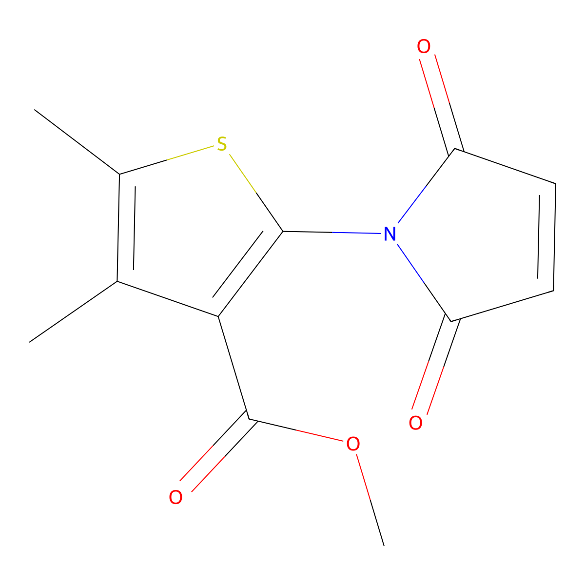 methyl 2-(2,5-dioxo-2,5-dihydro-1H-pyrrol-1-yl)-4,5-dimethylthiophene-3-carboxylate molecular structure, CAS 300812-61-7
