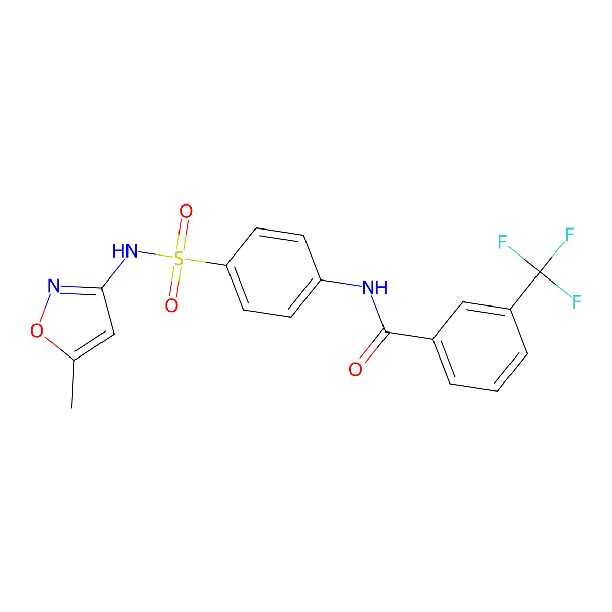 N-(4-(N-(5-methylisoxazol-3-yl)sulfamoyl)phenyl)-3-(trifluoromethyl)benzamide molecular structure, CAS 300812-63-9