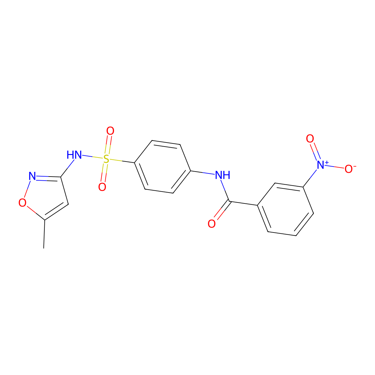 N-{4-[(5-methyl-1,2-oxazol-3-yl)sulfamoyl]phenyl}-3-nitrobenzamide molecular structure, CAS 300812-68-4