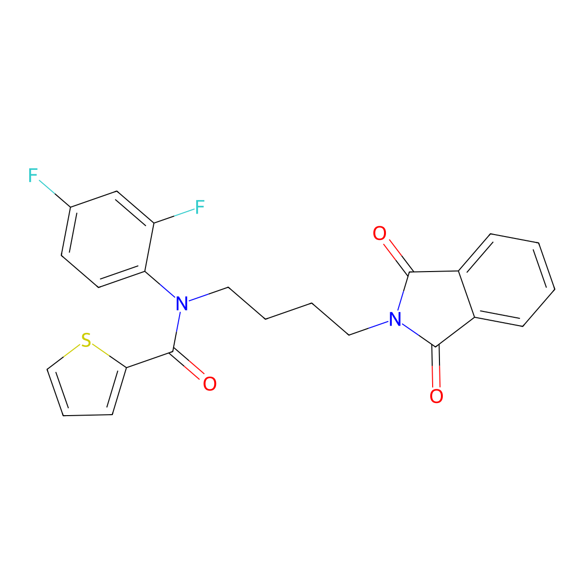 N-(2,4-difluorophenyl)-N-(4-(1,3-dioxoisoindolin-2-yl)butyl)thiophene-2-carboxamide molecular structure, CAS 300812-70-8