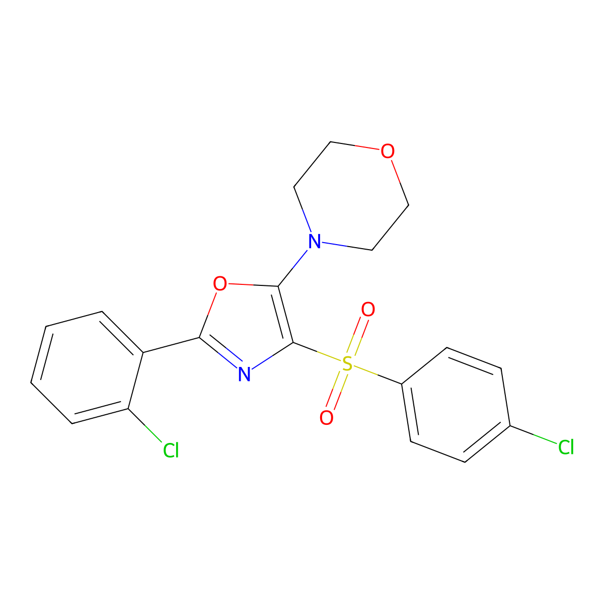 4-(2-(2-Chlorophenyl)-4-((4-chlorophenyl)sulfonyl)oxazol-5-yl)morpholine molecular structure, CAS 300814-47-5