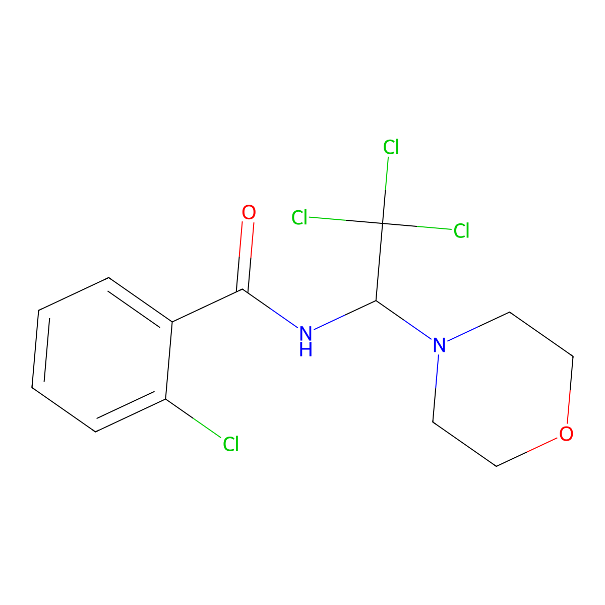 2-chloro-N-(2,2,2-trichloro-1-morpholinoethyl)benzamide molecular structure, CAS 300814-51-1