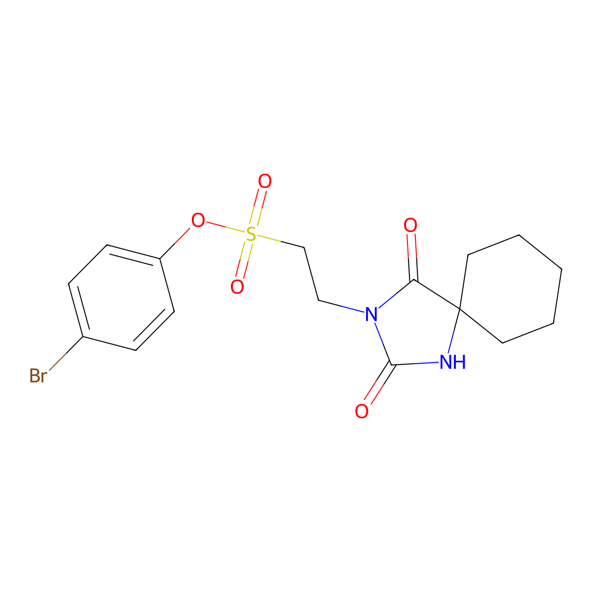 4-Bromophenyl 2-(2,4-dioxo-1,3-diazaspiro[4.5]decan-3-yl)ethanesulfonate molecular structure, CAS 300814-97-5