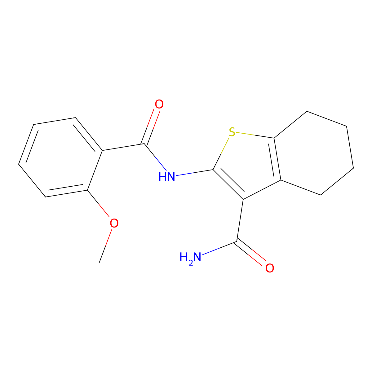2-[(2-Methoxybenzoyl)amino]-4,5,6,7-tetrahydro-1-benzothiophene-3-carboxamide molecular structure, CAS 300815-08-1