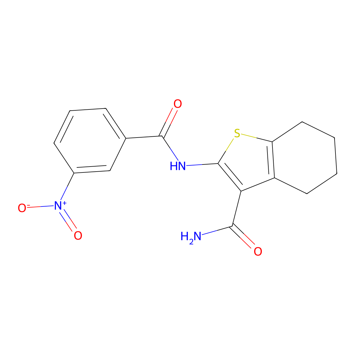 2-(3-Nitrobenzamido)-4,5,6,7-tetrahydrobenzo[b]thiophene-3-carboxamide molecular structure, CAS 300815-14-9