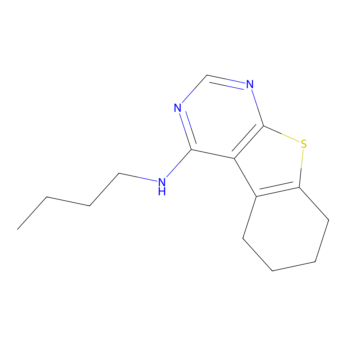 N-butyl-5,6,7,8-tetrahydro-[1]benzothiolo[2,3-d]pyrimidin-4-amine molecular structure, CAS 300815-16-1
