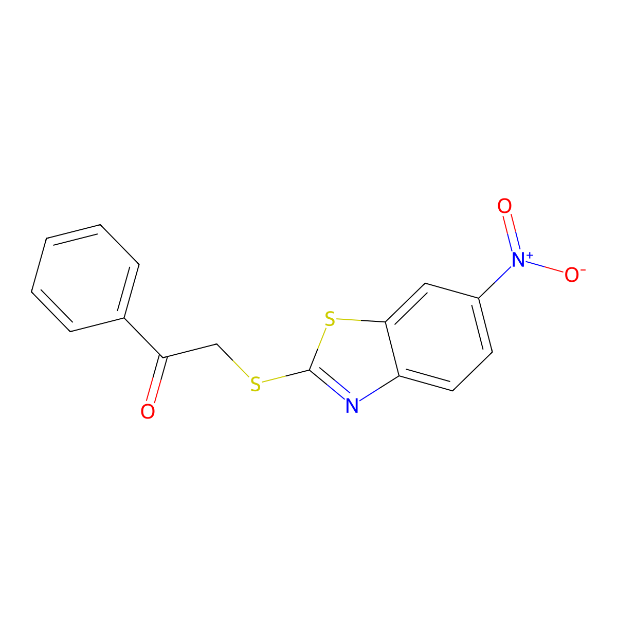 2-((6-Nitrobenzo[d]thiazol-2-yl)thio)-1-phenylethanone molecular structure, CAS 300815-37-6
